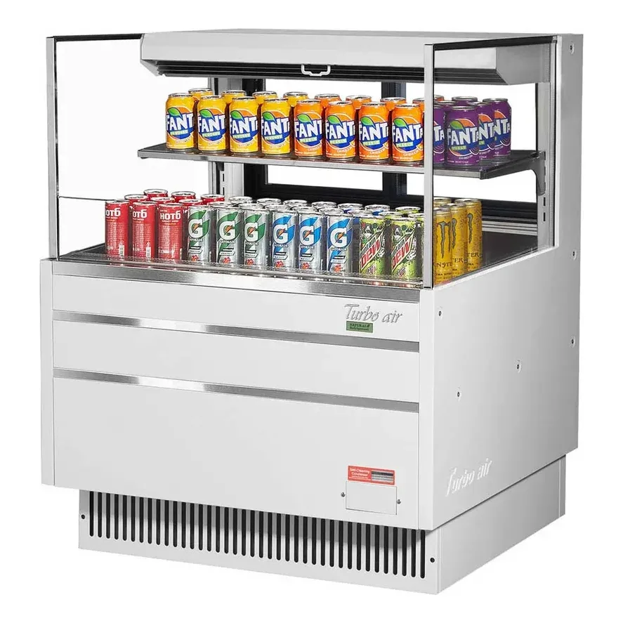 Turbo Air TOM-36L-UFD-W(B)-2S-N 34″ Horizontal Open Air Merchandiser, Specify Exterior, Self-Contained, 1 Shelf, Low Profile, w/ Rear Sliding Doors, 7.5 cu. ft. 2