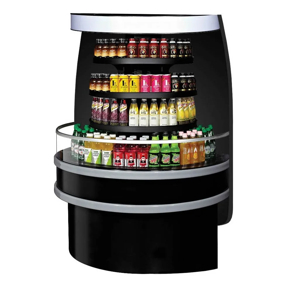 Turbo Air TIOM-48RB-N 48″ Island Display Self-Serve Refrigerated Merchandiser in Black, Open Curved, 3 Shelves, 5.6 cu. ft.