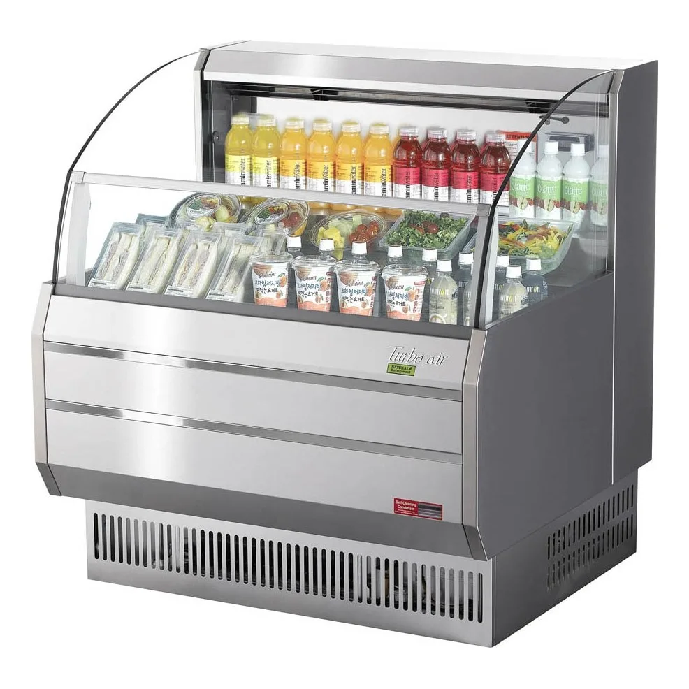 Turbo Air TOM-40SS-N 39″ Horizontal Open Air Merchandiser, Stainless Steel, Self-Contained, 3 Shelves, 6.7 cu. ft.