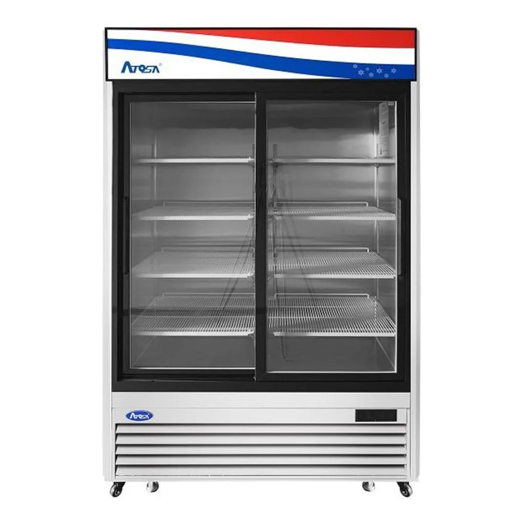Atosa USA MCF8709GR 54" 2-Section Merchandiser Refrigerator w/ 2 Sliding Glass Door, 44.9 cu. ft.