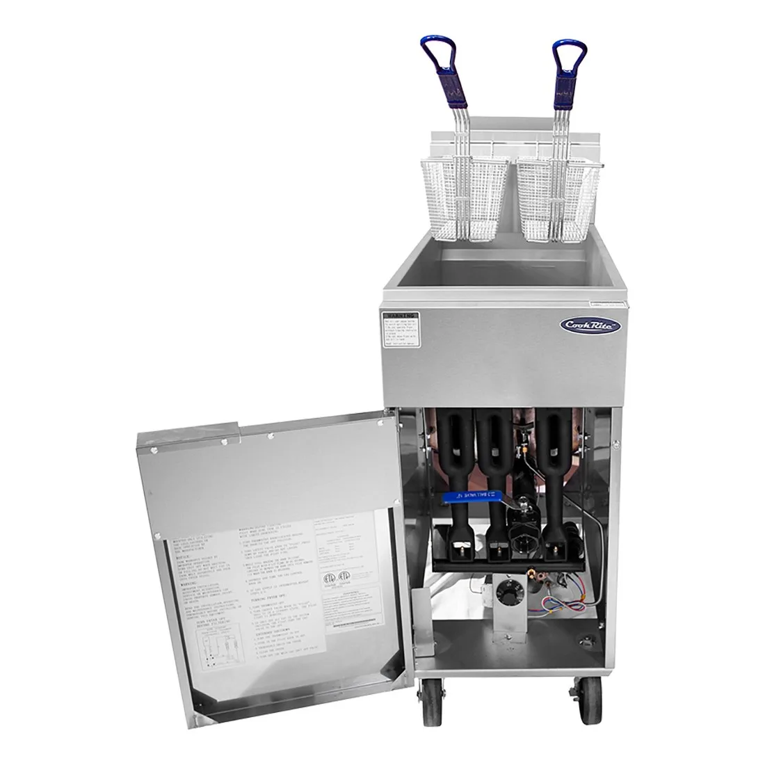 Atosa USA ATFS-40 15“ Floor Model Full Pot Natural Gas Fryer with 40 lbs, Millivolt Controls, 102.000 BTU 