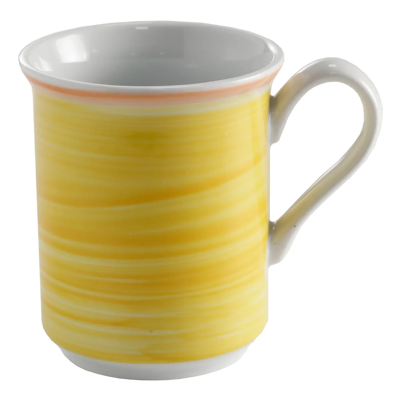 GET PA1600606124 Mug – 11 oz (5" Dia.) Porcelain with Orange Edge, Microwave/Dishwasher Safe - Dozen