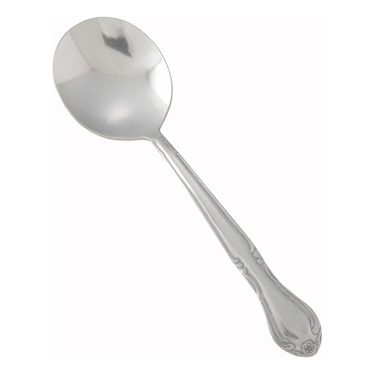 Winco 0004-04 - 6" Elegance Bouillon Spoon, Heavy 18/0 Stainless Steel, Vibro Finish - 1 Dozen