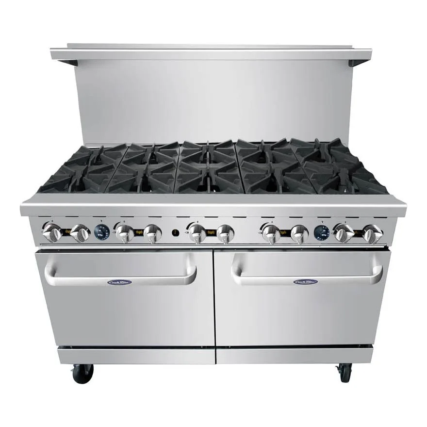 Atosa USA AGR-10B-NG 60" Gas Restaurant Range w/ (10) Open Burners & (2) Ovens, 374.000 BTU