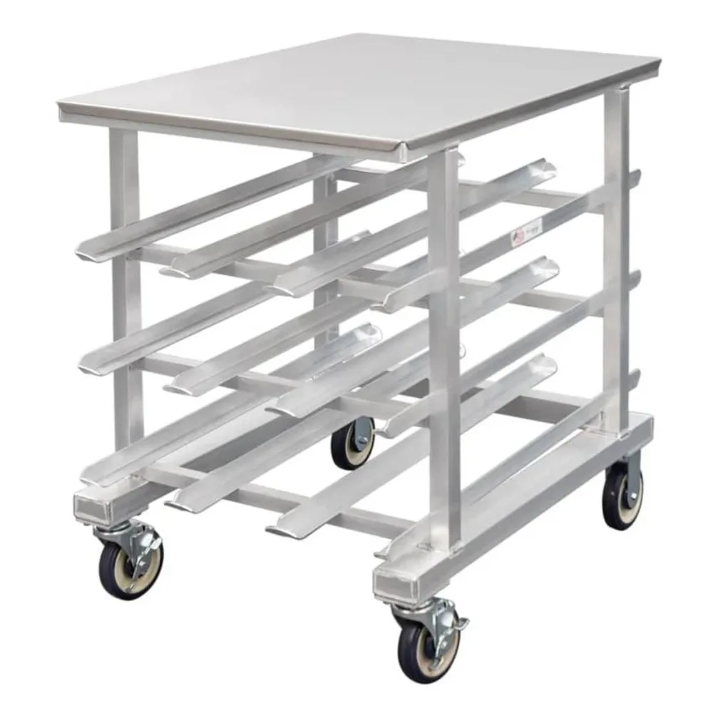 New Age 1235 Aluminum Mobile Can Storage Rack with 54 #10 Cans Capacity and Stainless Top