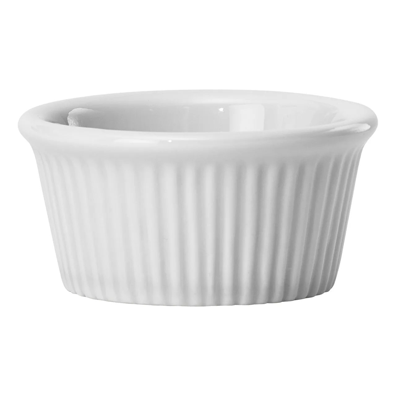 Winco FRR-2 Ramekin, 2 oz, 2-5/8" Dia x 1-1/2" H, Round Fluted White Porcelain, - 1 Dozen
