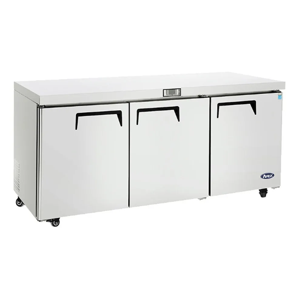 Atosa USA MGF8404GR 72“ Three Section Undercounter Refrigerator w/ 3 Doors, 21 cu. ft.