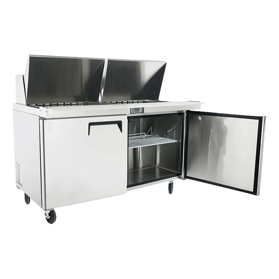 Atosa USA MSF8307GR 60“ Two Section Mega Top Sandwich/Salad Prep Table w/ 2 Doors, 24 Pans