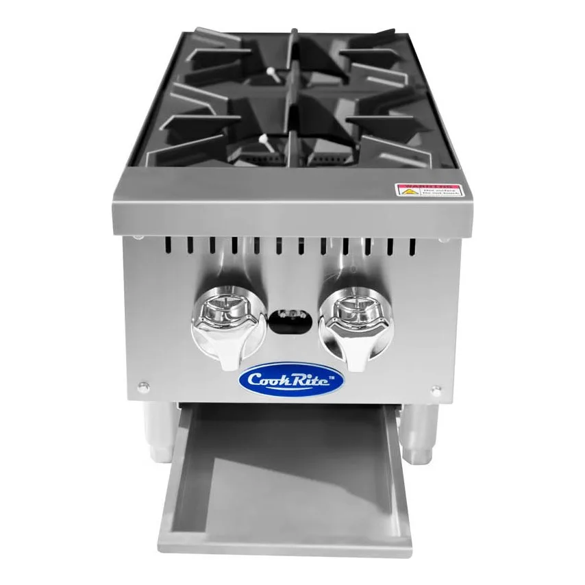 Atosa USA ACHP-2 12" Countertop Gas Hotplate with Manual Controls, 2 Burners