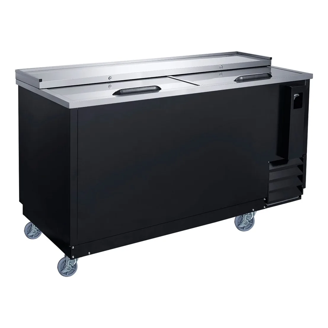 Dukers DHBC50 49 5/8" Forced Air Bottle Cooler - Holds (918) 12 oz Bottles, Lid Locks, Black, 115v