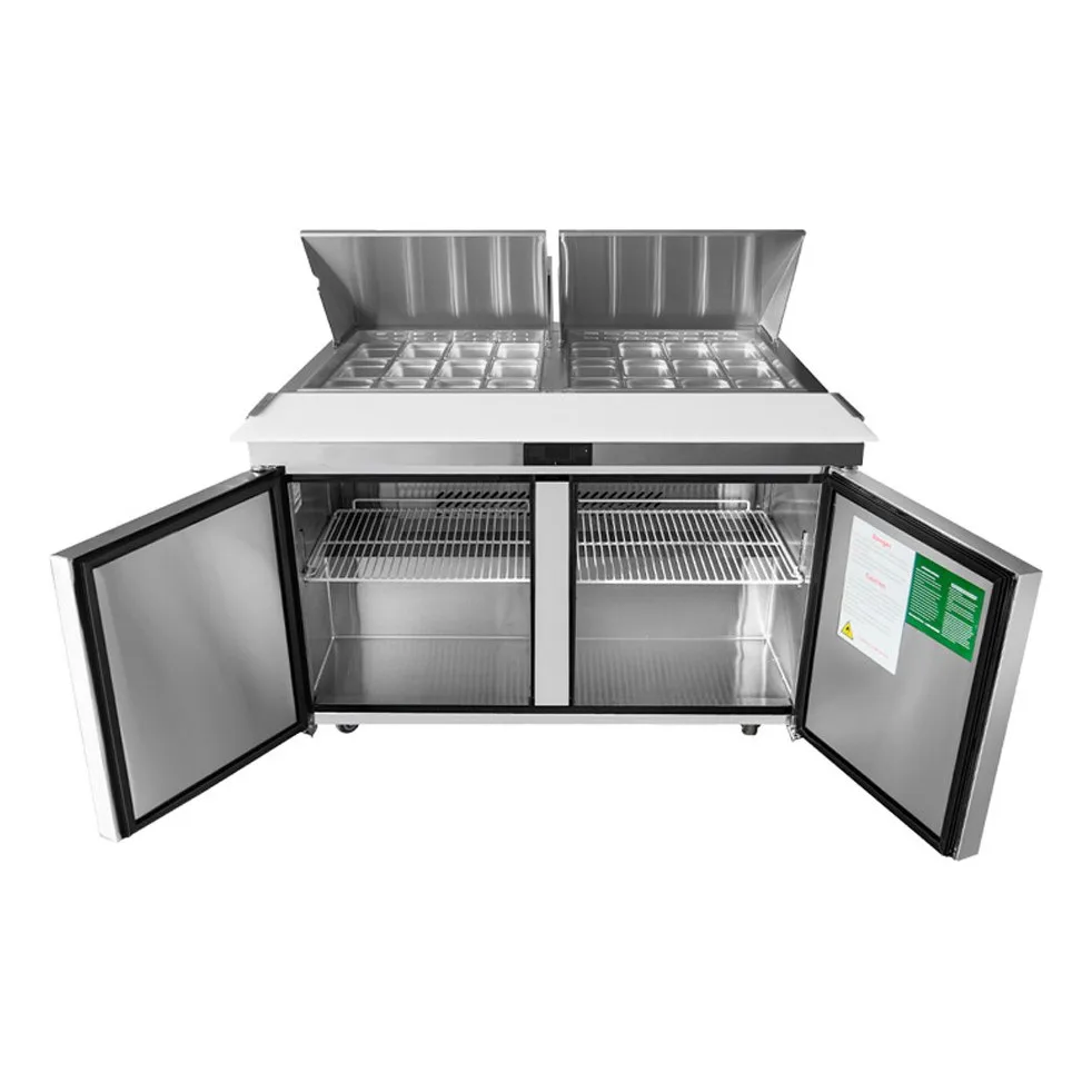 Atosa USA MSF8307GR 60“ Two Section Mega Top Sandwich/Salad Prep Table w/ 2 Doors, 24 Pans