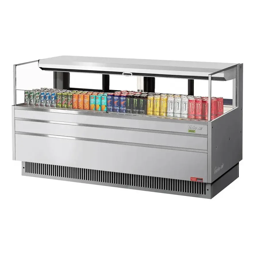 Turbo Air TOM-72L-UFD-S-1S-N 70″ Horizontal Open Air Merchandiser, Stainless Steel, Self-Contained, Deck Only, w/ Rear Doors, 9.7 cu. ft.
