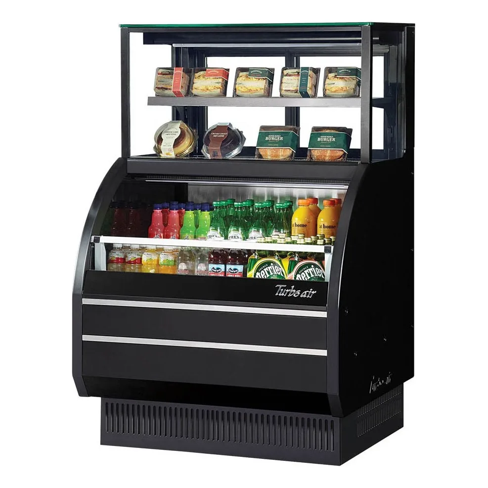 Turbo Air TOM-W-40SB-UF-N 38″ Horizontal Combination Open Air Merchandiser, Stainless Steel, Self-Contained, 2 Shelves, 4.2 top/6.4 bottom cu. ft.