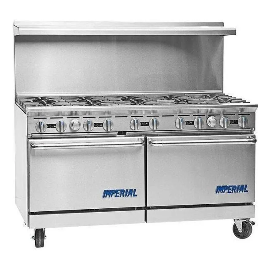 Imperial IR-10 60″ Gas Restaurant Range w/ (10) Open Burners, (2) Standard Ovens, 390.000 BTU