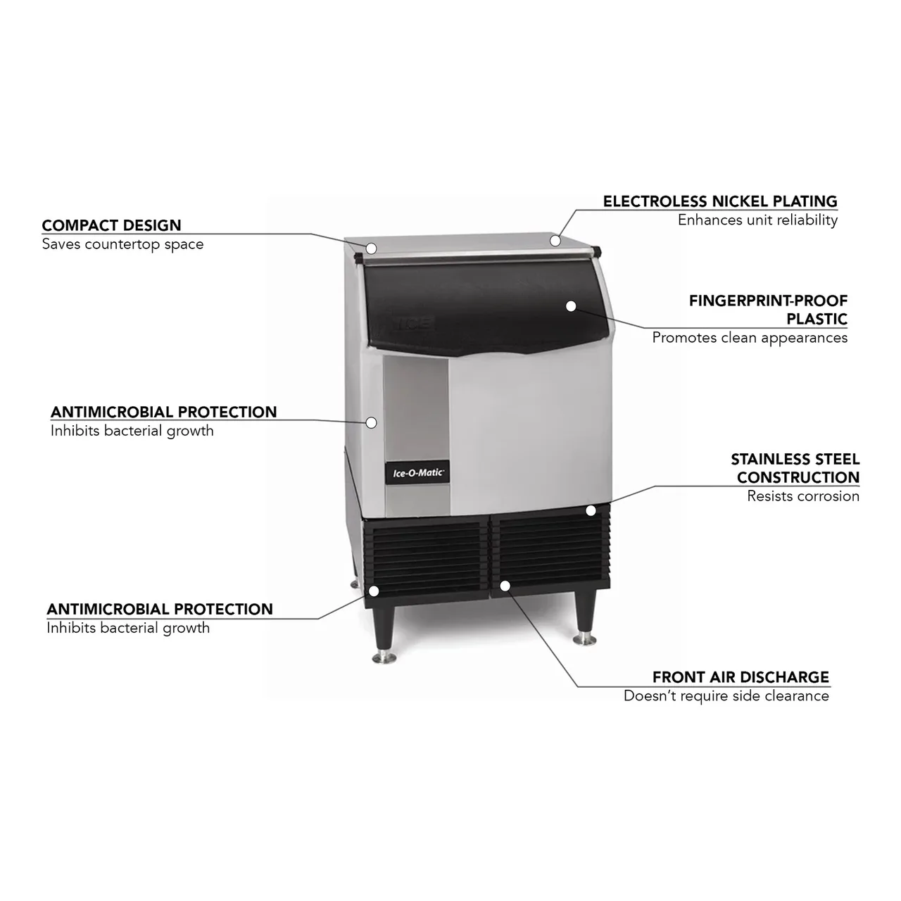 Ice-O-Matic ICEU226HA 24 1/2″W Half Cube Undercounter Ice Machine – 241 lbs/day, Air Cooled 4