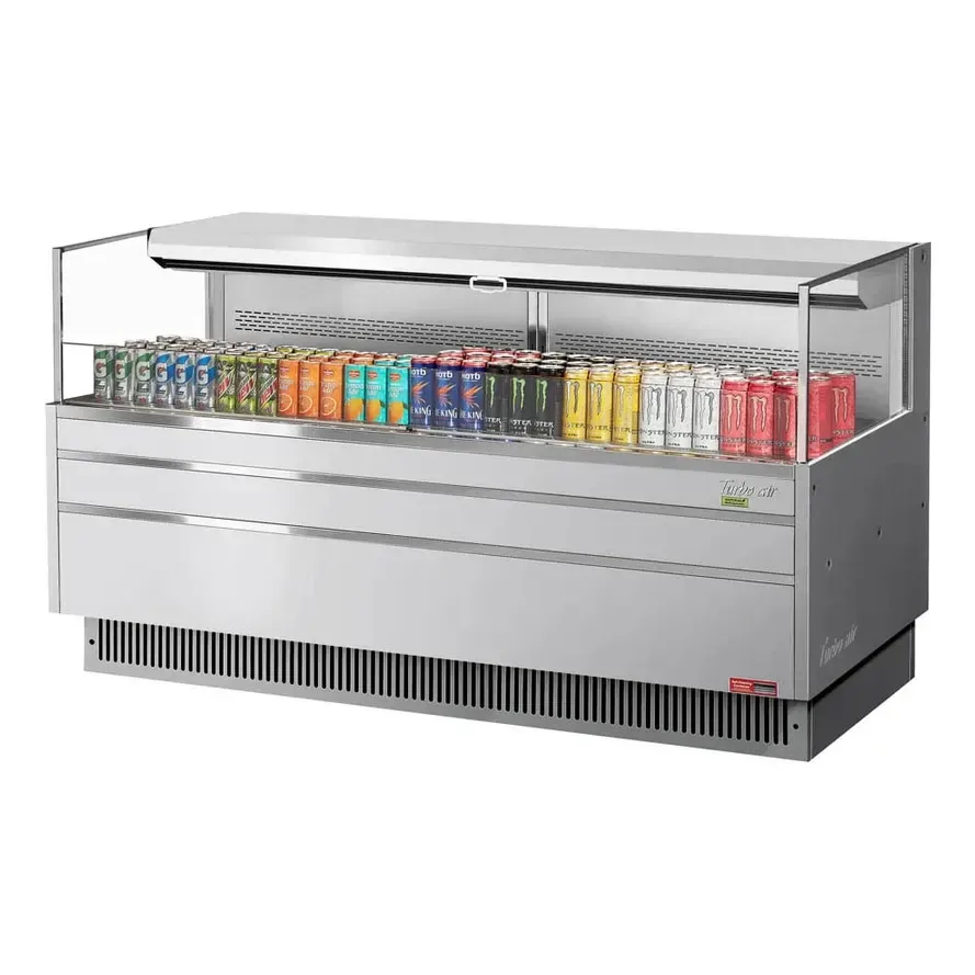Turbo Air TOM-72L-UF-S-1S-N 70″ Horizontal Open Air Merchandiser, Stainless Steel, Self-Contained, Deck Only, 9.7 cu. ft.