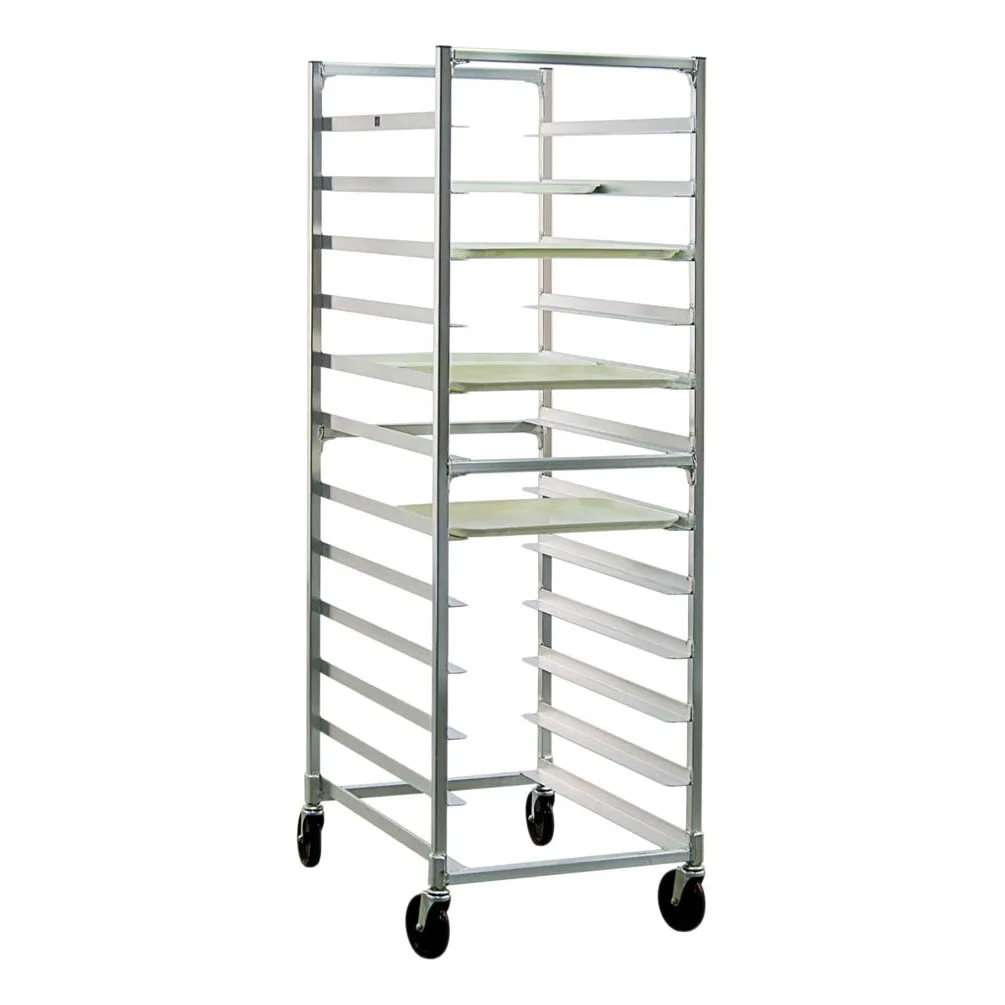 New Age NS833 24 Tray Full Height Side Load Aluminum Mobile Tray Rack for 15" x 20" Trays