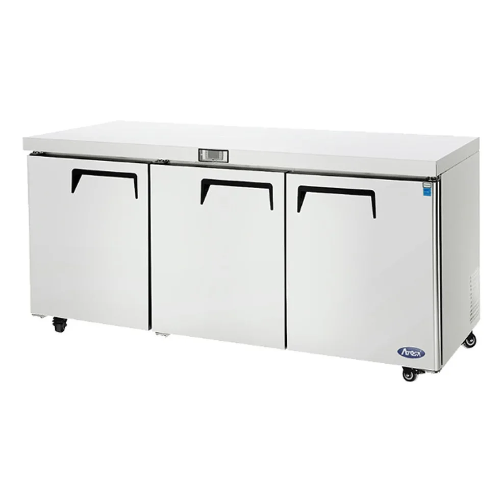 Atosa USA MGF8404GR 72“ Three Section Undercounter Refrigerator w/ 3 Doors, 21 cu. ft.