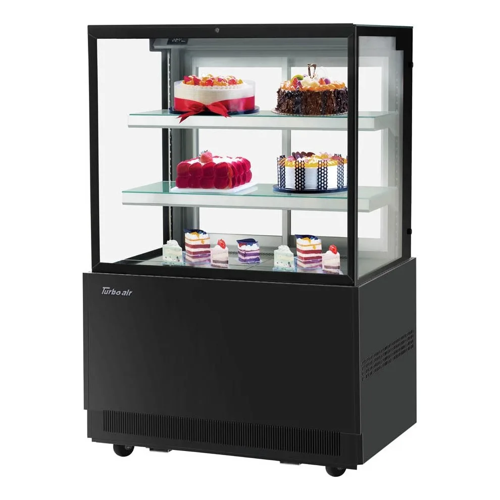 Turbo Air TBP36-54FN-W(B) 35″ Refrigerated Bakery Display Case, Self-Contained Straight Glass Full Service with 2 Shelves, 1/3 HP