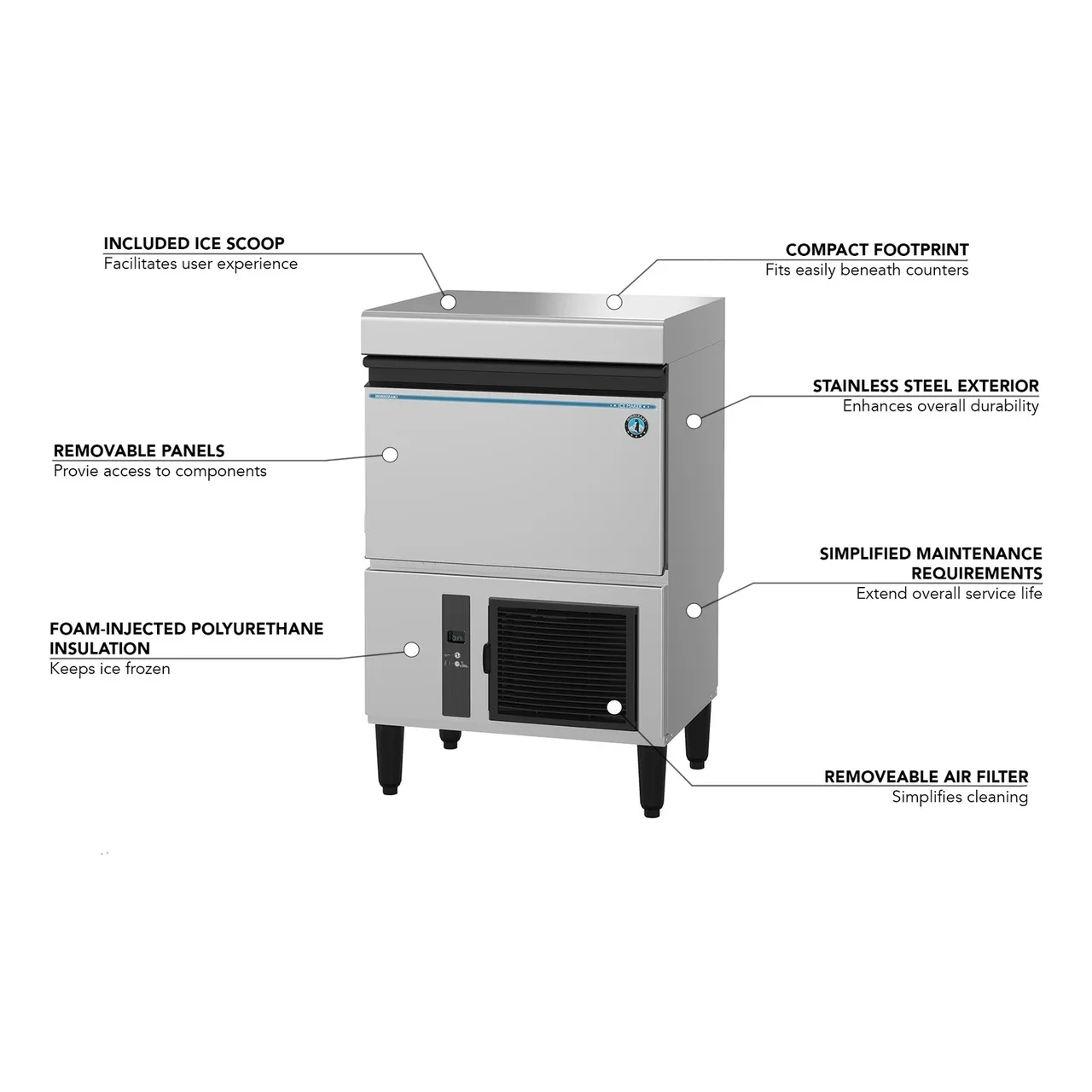 Hoshizaki IM-50BAA-Q 24 3/4″W Undercounter Ice Sphere Machine – 50 lbs/day, Air Cooled 8