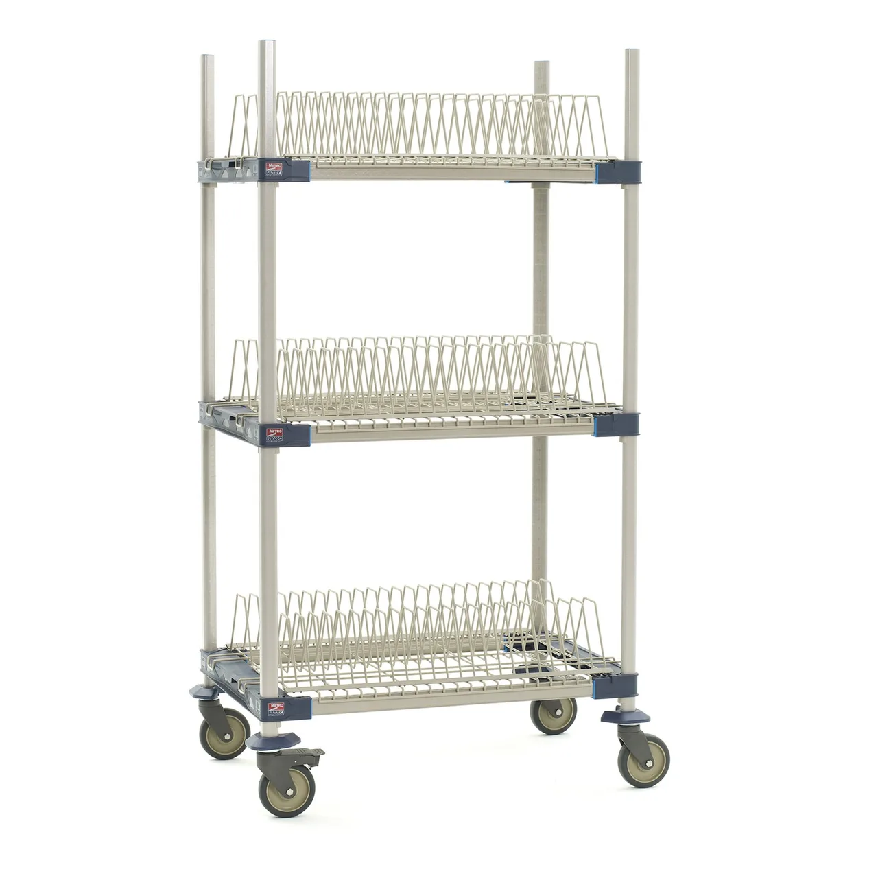 Metro MAX4-PR36VX2 MetroMax 4 Polymer Mobile Drying Rack Cart with 3-Shelf - 36" x 24" x 68"