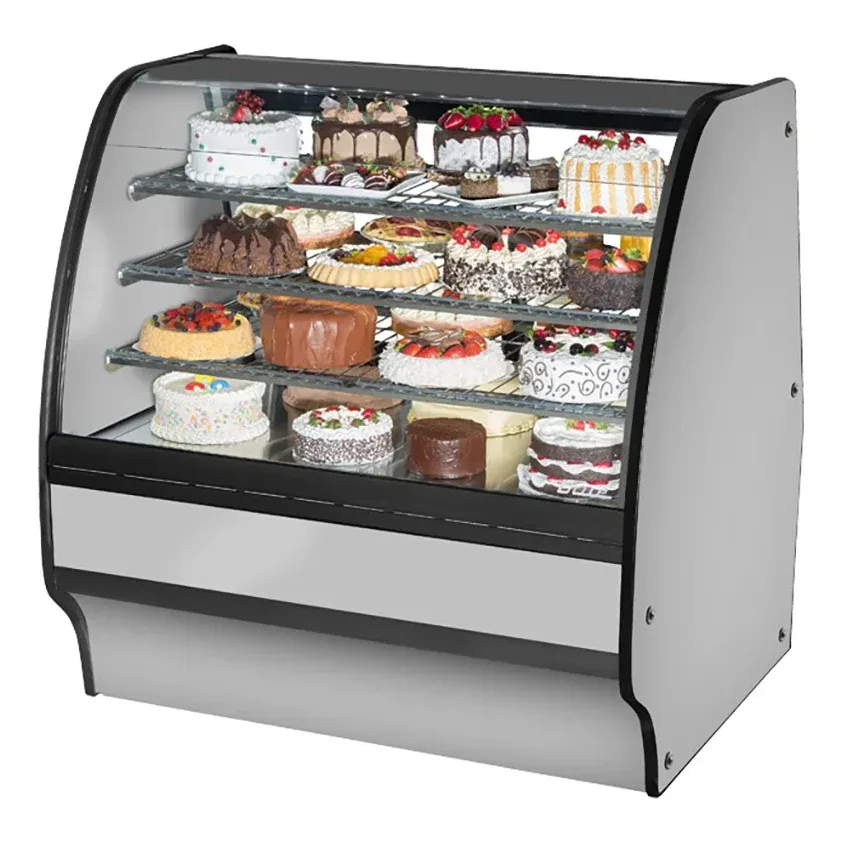 True TGM-R-48-SC/SC-S-S 48 1/4″ Full Service Bakery Case w/ Curved Glass – (4) Levels, 115v