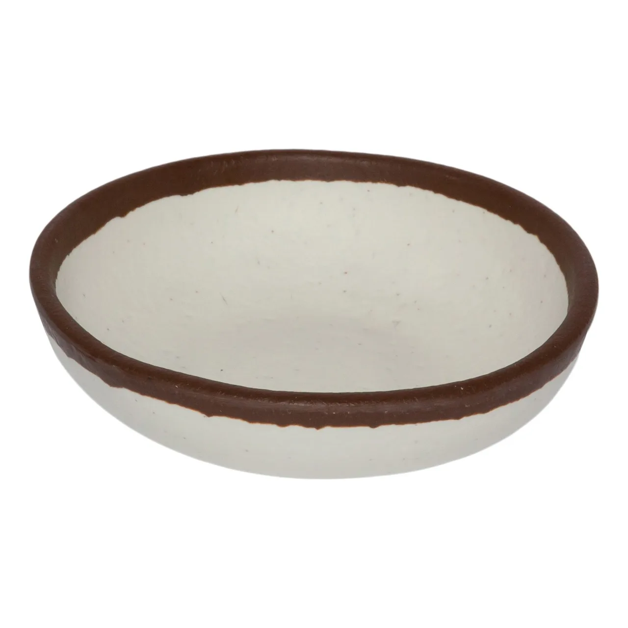 GET B-55-CRM Pottery Market™ Ramekin, 4.5 oz (4‑1/2" dia. x 1"H), Melamine Cream/Brown - 1 Dozen