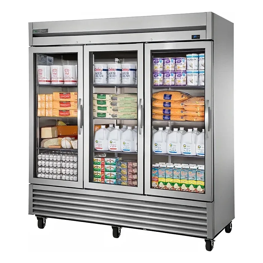 True TS-72G-HC~FGD01 LH 78″ Three Section Reach In Refrigerator, (3) Left Hinge Glass Doors, 115v