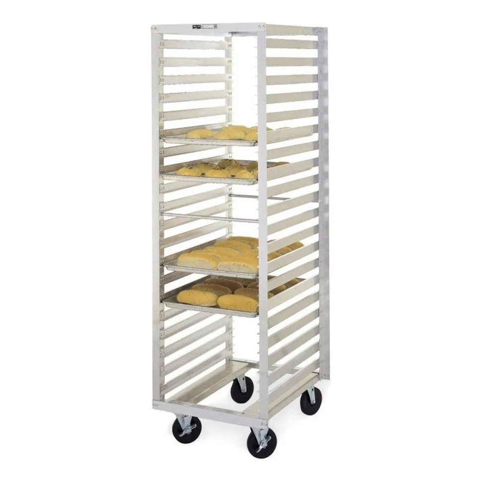 Metro RF13NA37 36 Pan Aluminum Roll-In Refrigerator Pan Rack with Gray Corner Bumper