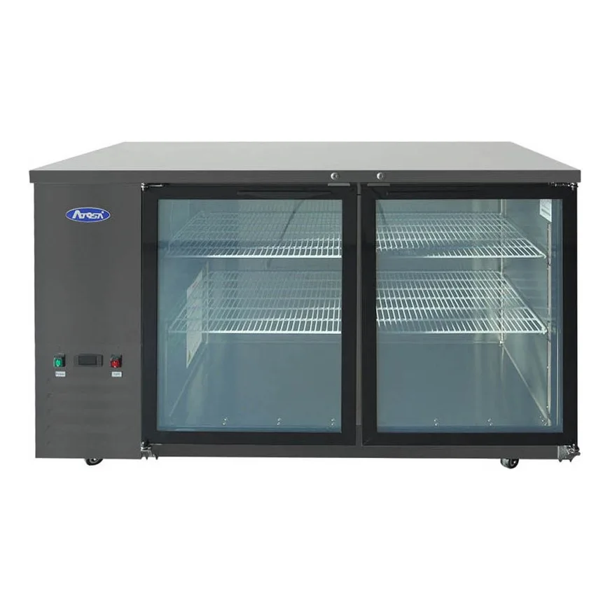 Atosa USA SBB59GGRAUS2 57" Two Section Back Bar Cooler with Glass Door, 15.0 cu. ft.