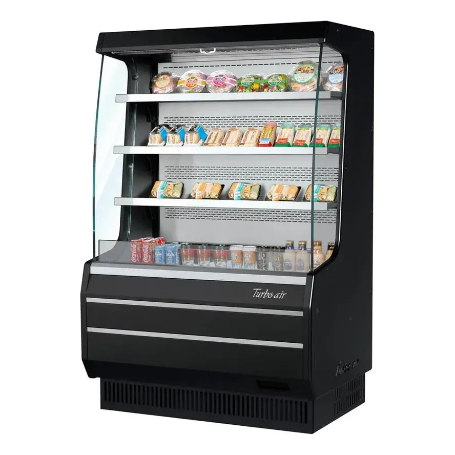 Turbo Air Turbo Air TOM-40MW(B)-N 39″ Vertical Open Air Merchandiser, Specify Exterior, Self-Contained, 3 Shelves, Glass Sides, 9.3 cu. ft.