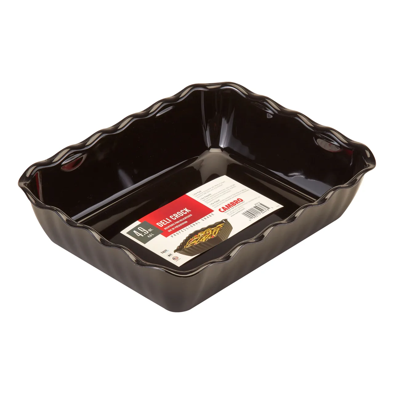 Cambro DC10110 - 4.9 Qt Deli Crock, 13-3/16" x 10-7/16" Black SAN, Impact Resistant, Made in USA