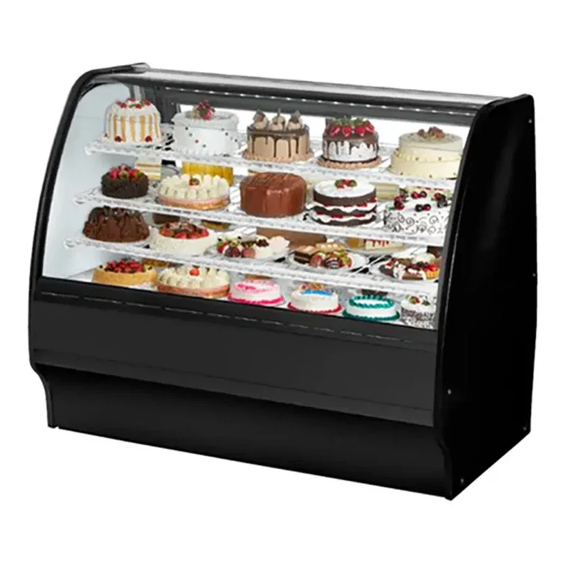 True TGM-R-59-SC/SC-B-W 59 1/4″ Full Service Bakery Case w/ Curved Glass – (4) Levels, 115v