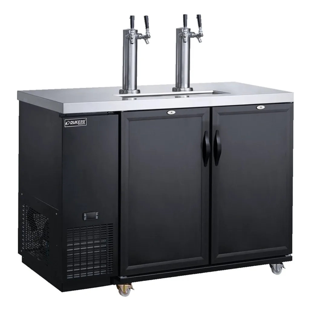Dukers DKB48-M2 49 7/8" Kegerator Beer Dispenser w/ (7) 1/6 Keg Capacity - (2) Columns, Black, 115v