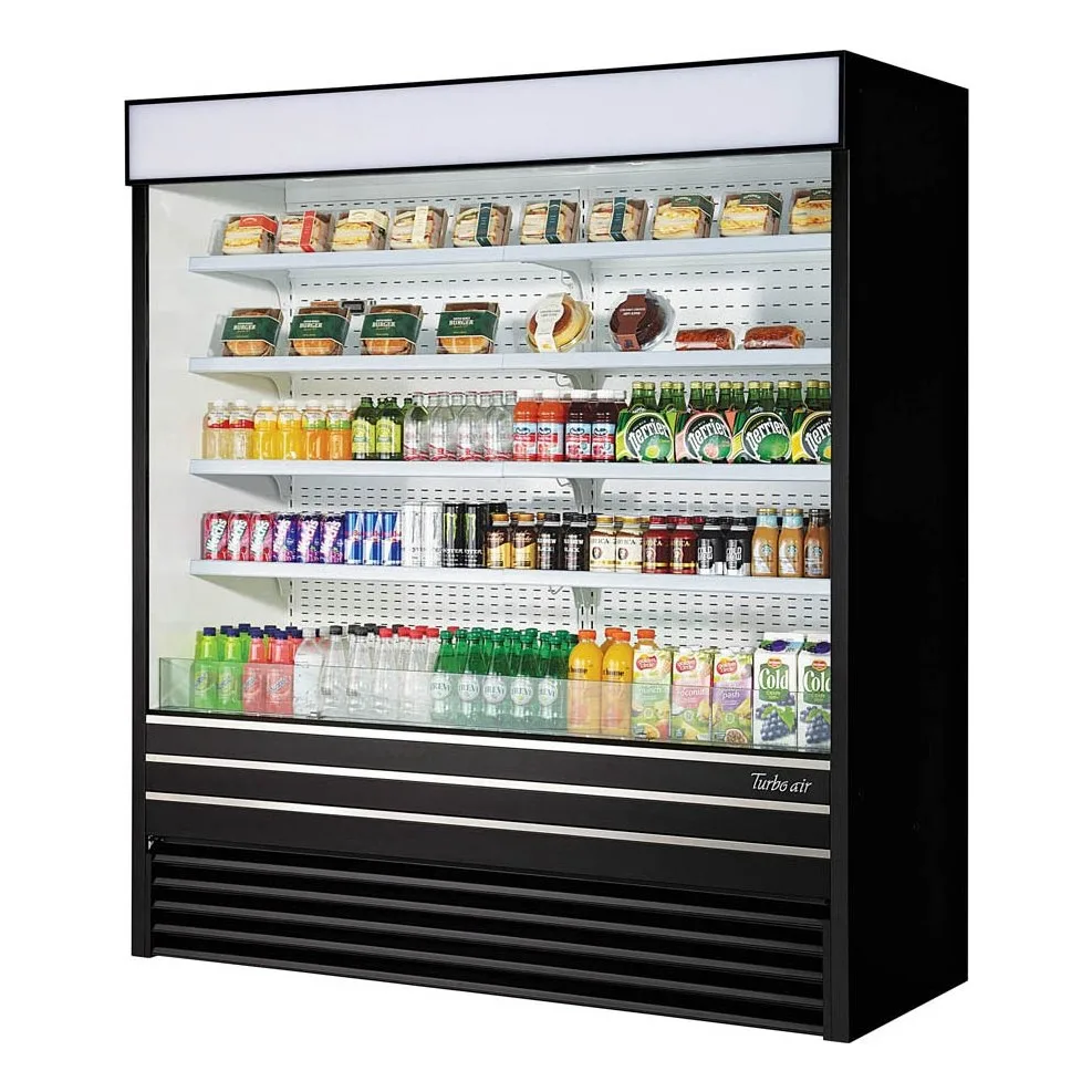 Turbo Air TOM-72EB-N 72″ Vertical Open Air Merchandiser in Black, Self-Contained, 4 Shelves, 37.1 cu ft.