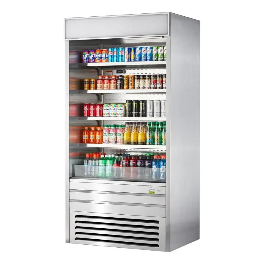 Turbo Air TOM-36ES-N 36″ Vertical Open Air Merchandiser, Stainless Steel, Self-Contained, 4 Shelves, 16.5 cu. ft.