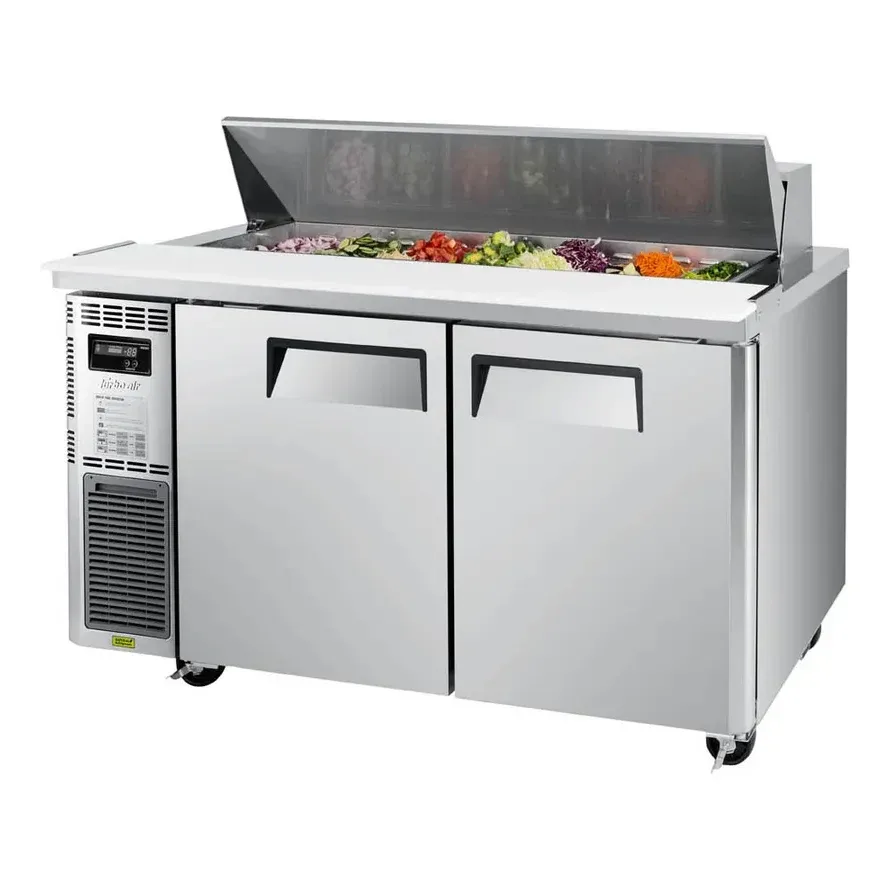 Turbo Air JST-60-N 59″ Two Section Sandwich / Salad Prep Table w/ 2 Doors, 14 Pans