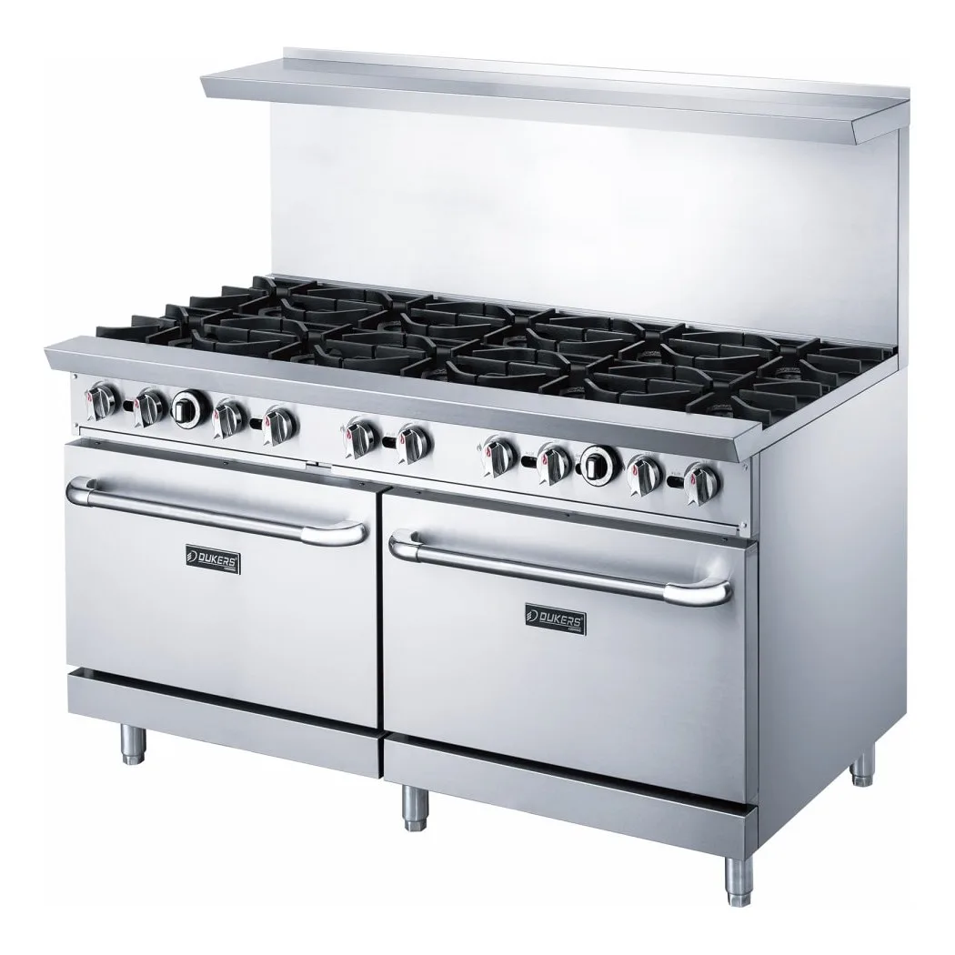 Dukers DCR60-10B 60" 10 Burner Gas Range - (2) Standard Ovens, Convertible