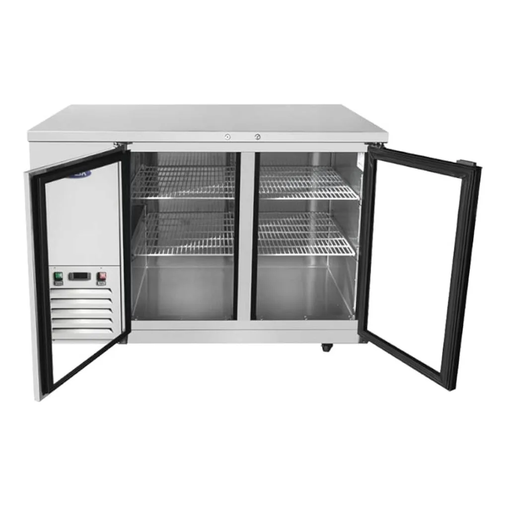 Atosa USA SBB59GGRAUS1 57“ Two Section Back Bar Cooler with Glass Door, 15.0 cu. ft.