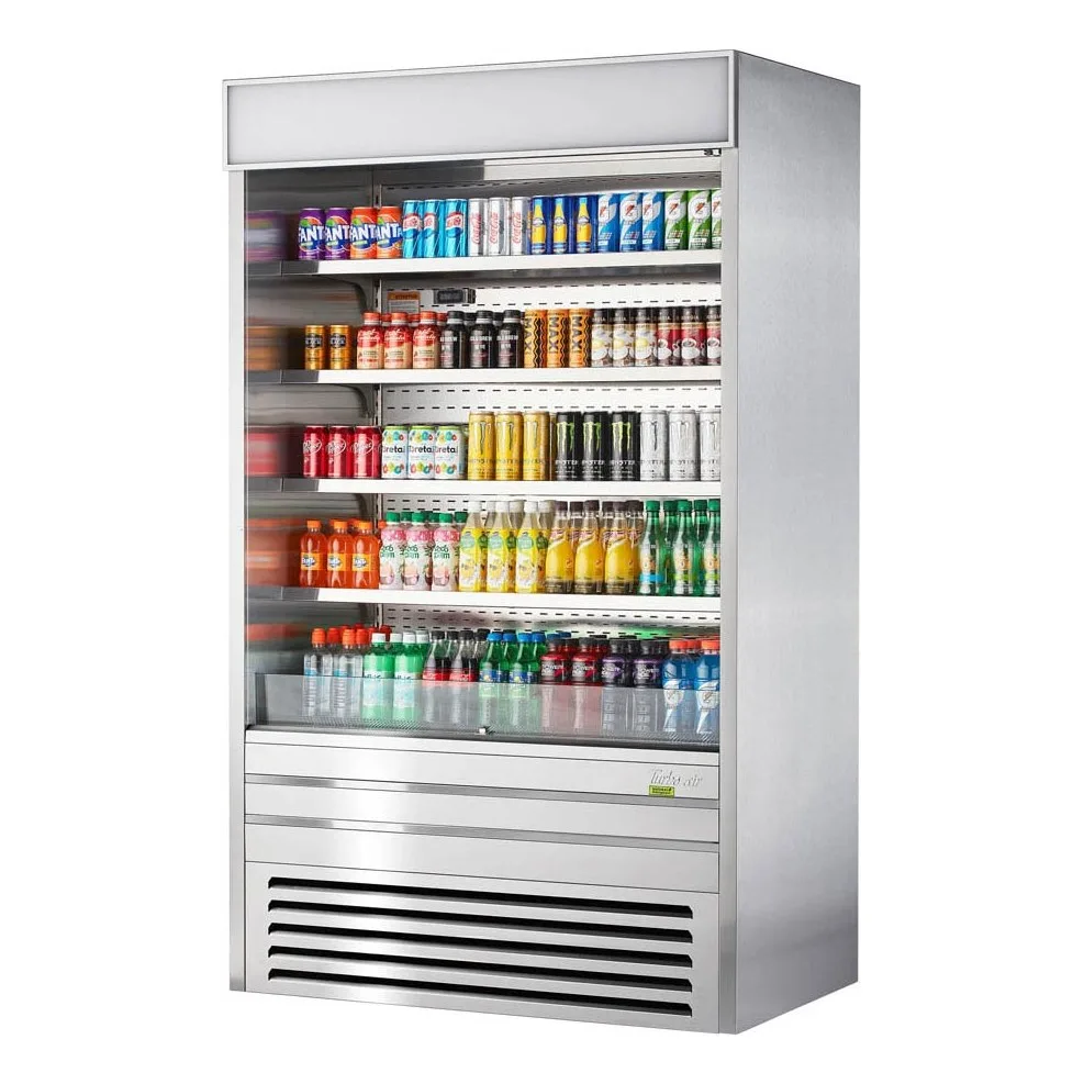 Turbo Air TOM-48ES-N 48″ Vertical Open Air Merchandiser, Stainless Steel, Self-Contained, 4 Shelves, 22.6 cu. ft.