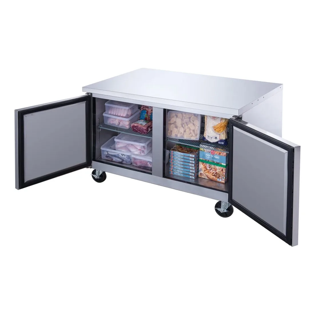 Dukers DUC60F 60 1/8" Undercounter Freezer w/ (2) Sections & (2) Doors, 115v