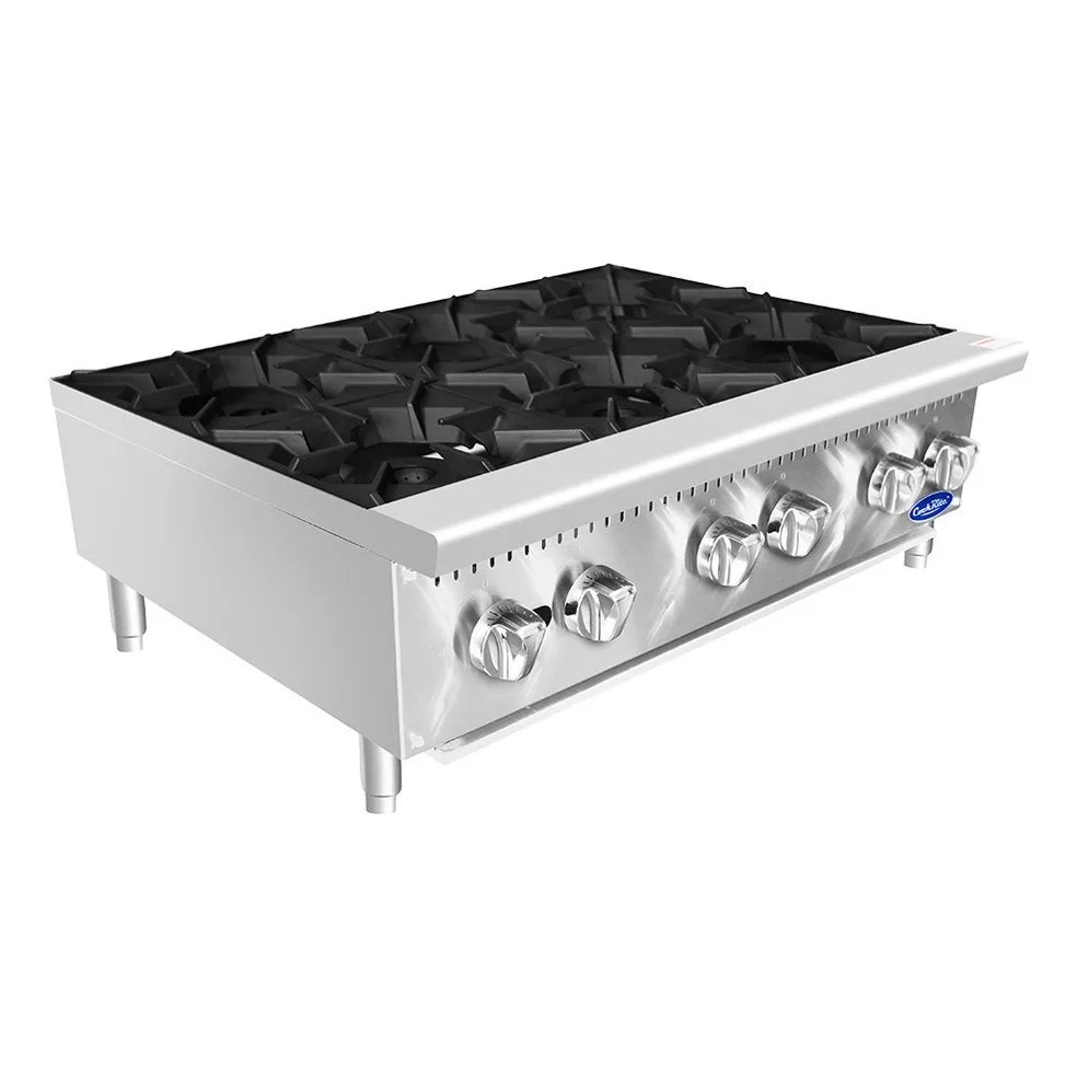 Atosa USA ACHP-6 36“ Countertop Gas Hotplate with (6) Burners, Manual Controls, 192.000 BTU