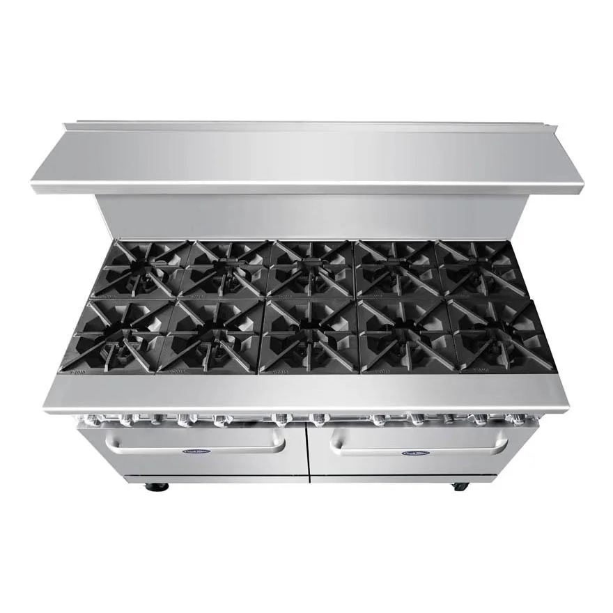 Atosa USA AGR-10B-NG 60" Gas Restaurant Range, (2) Standard Ovens, (10) Open Burners