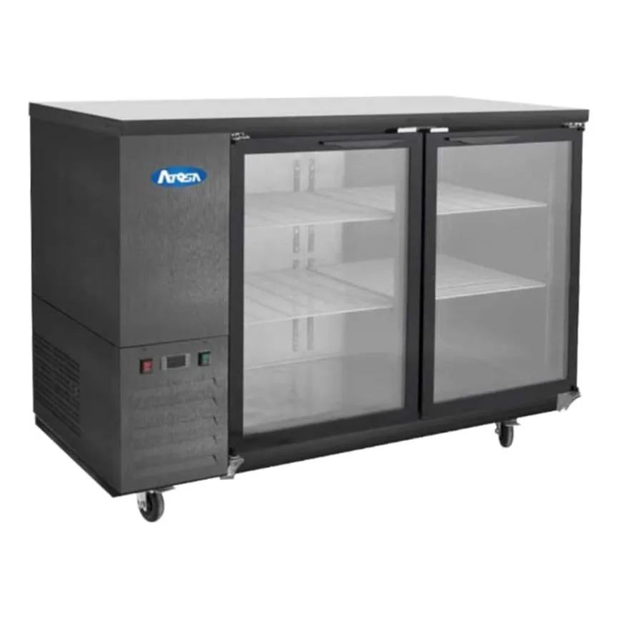 Atosa USA SBB59GGRAUS2 57“ Two Section Back Bar Cooler with Glass Door, 15.0 cu. ft.