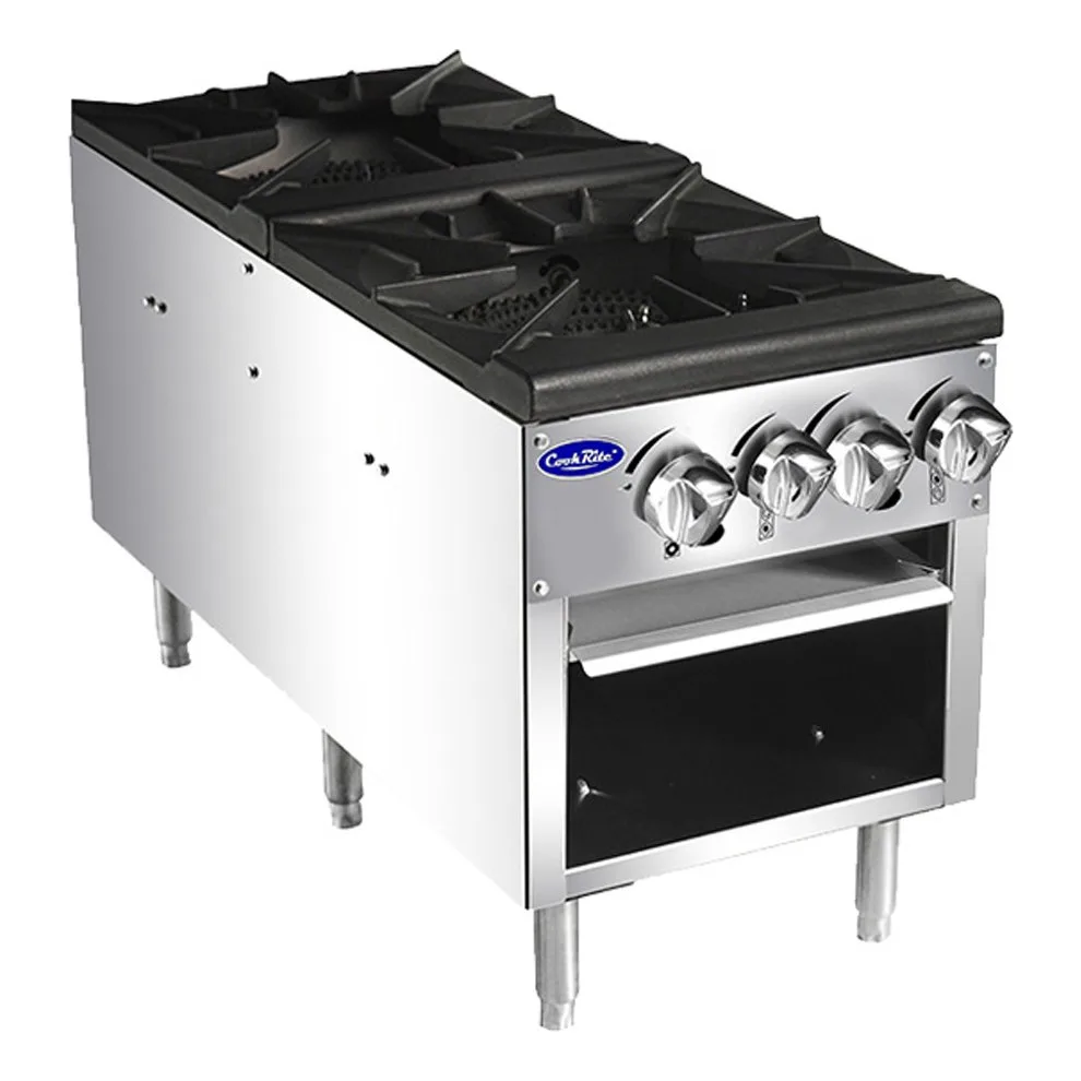 Atosa USA ATSP-18-2 18“ Gas Stock Pot Range (Stove) w/ (2) Three Ring Burners, 160.000 BTU