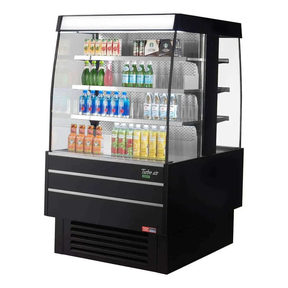 Turbo Air TIOM-36SB-N 39″ Island Display Square Refrigerated Merchandiser in Black, Self-Serve, (3+3) 6 Shelves, 17.6 cu. ft.