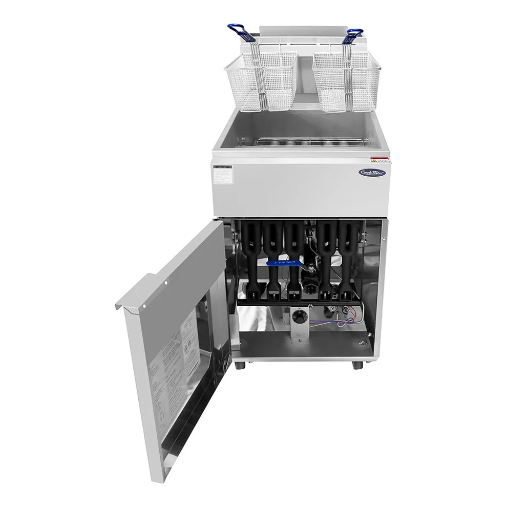 Atosa USA ATFS-75-NG 21“ Floor Model Full Pot Natural Gas Fryer w/ 75 lbs, (5) Burners, 170.000 BTU 