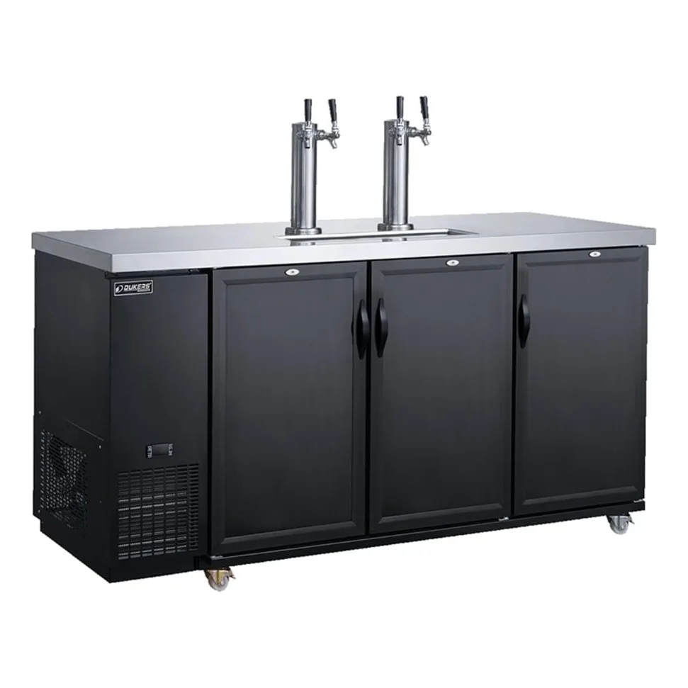 Dukers DKB72-M3 70 3/8" Kegerator Beer Dispenser w/ (12) 1/6 Keg Capacity - (2) Columns, Black, 115v