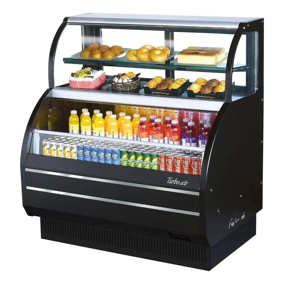Turbo Air TOM-W-50SB-N 50″ Horizontal Combination Open Air Merchandiser in Black, Self-Contained, 2 Shelves, 5.6 top/8.5 bottom cu. ft.