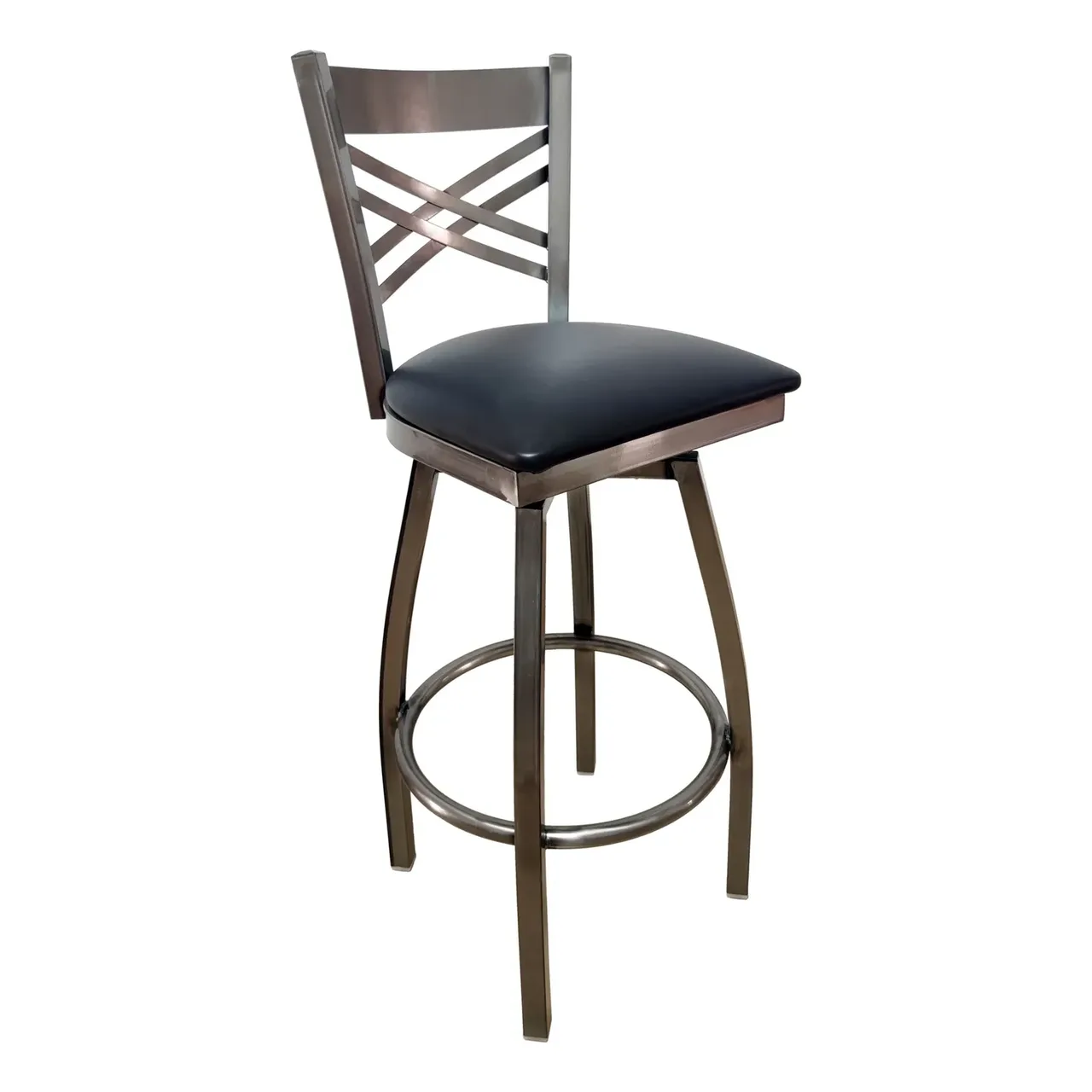 AAA Furniture Wholesale 310BS/CC – SWIVEL BVS Swivel Barstool with Upholstered Seat, Black (Quick Ship)